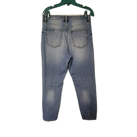 Oasis by EUNINA 9 High Rise Cropped Destroyed‎ Ripped Skinny Denim Blue Jeans - Picture 2 of 5